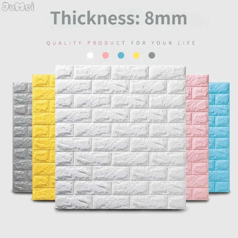 3D Wall Sticker 77*70cm 8mm Thick White Colorful DIY Soft Brick Foam TV Backgroud Kitchen Mural Wateproof Moisture Wallpaper