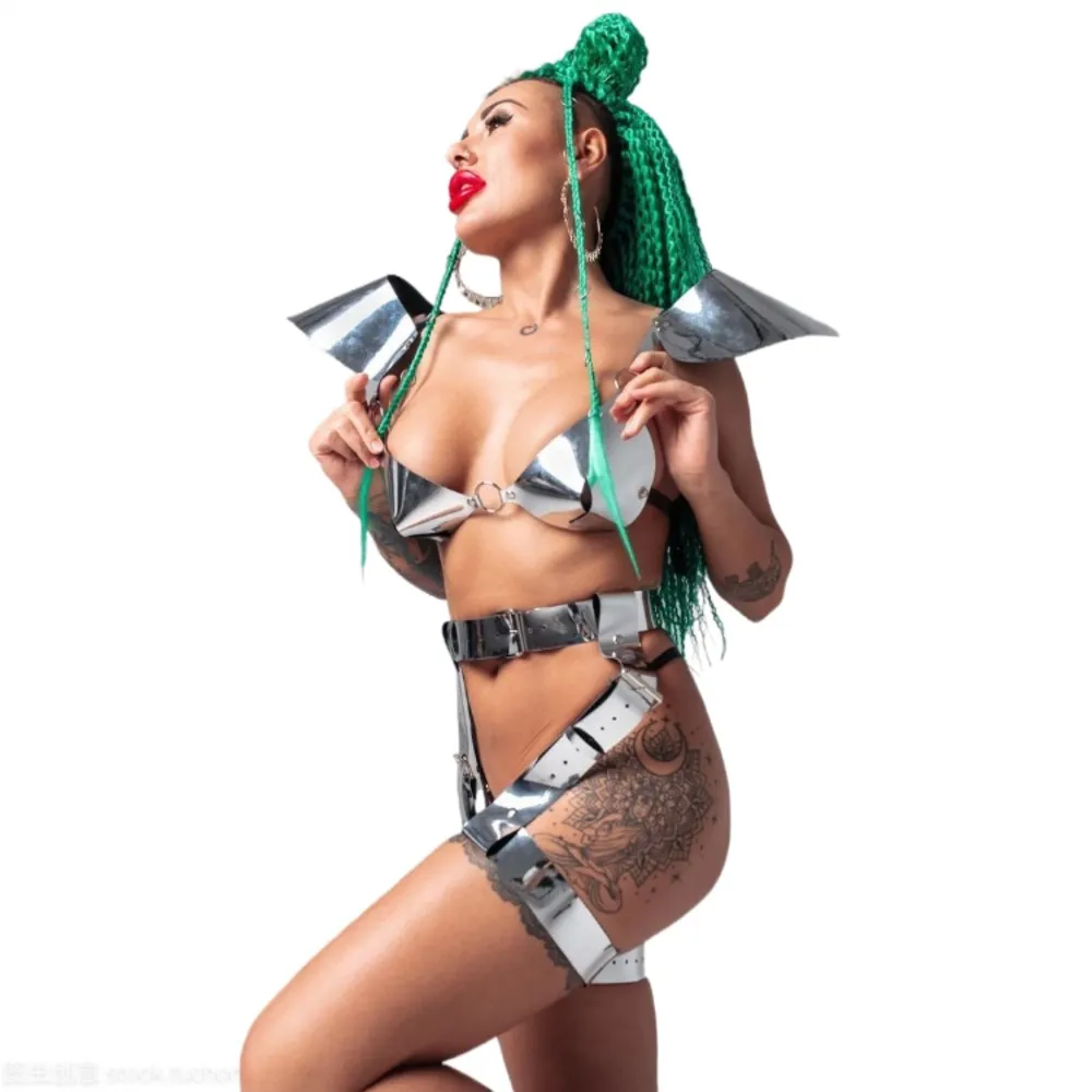 New Nightclub Sexy Bikini Technology Sense Future Warrior Female Gogo Female Performance Clothes Clothing Drag Queen Costume Set