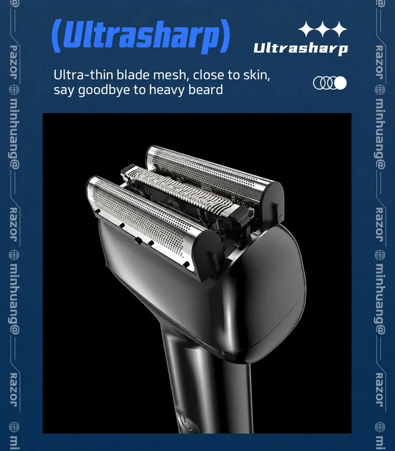 MH-T9 Men’s Magnetic Reciprocating Foil Shaver, Triple Cutting System, Type-C Rechargeable, IPX6 Washable Travel Razor for Face