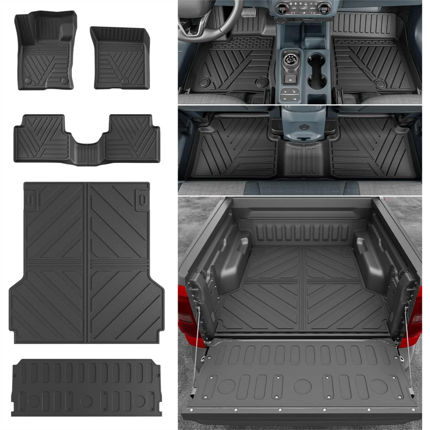 

TPE Truck Bed Mat for 2022-2026 Ford Maverick Gasoline with Tailgate Liner and Floor Mats, Non-Slip Cargo Protection, Easy