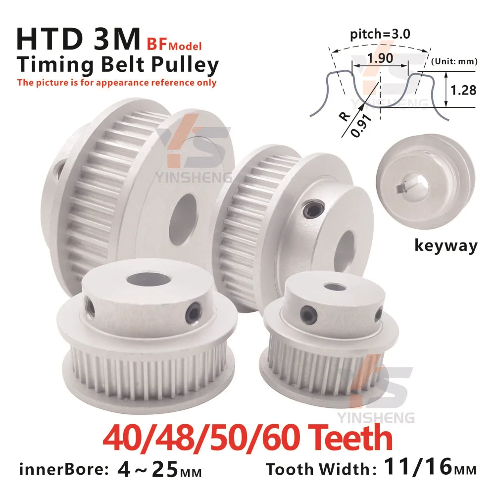 

40T/48T/50T/60T HTD3M Timing Pulley Width 10 15 MM Bore 5-20 MM keyway 3-8MM 40/48/50/60tooth 3M synchronous pulley 3D Printer