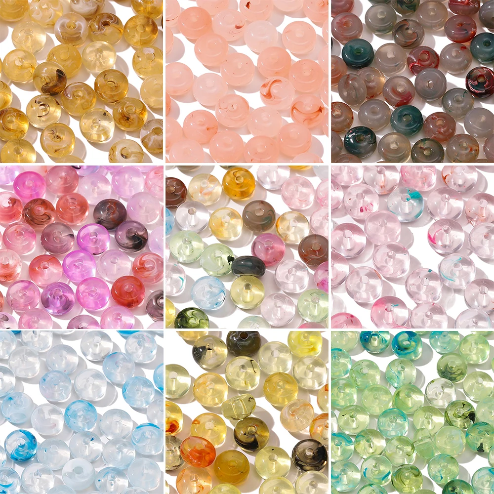 20pcs/Lots Acrylic Flat Round Beads Colored Spacer Loose Beads for DIY Necklace Bracelet Phone Chain Jewelry Making Accessories