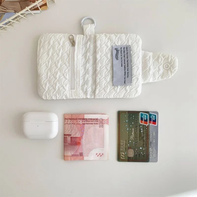 New Wrinkled Coin Purse Large Capacity Multi Layer Card Bag Wallet Card Holder Package Pendant Student Card Wallet