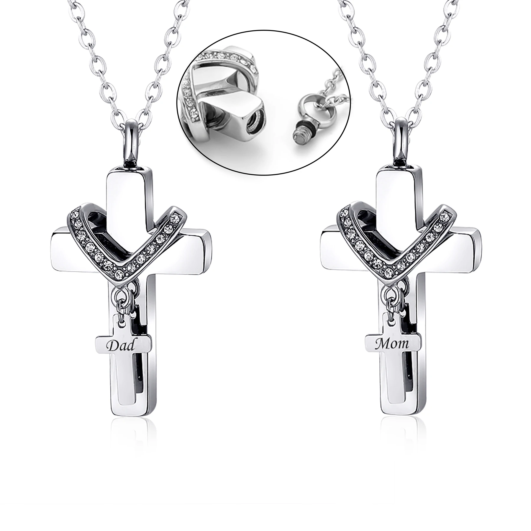 Collares con Cruz para Guardar Cenizas de Familiares, Collar con Colgante de Cruz para Cenizas de Papá, Mamá, Familia, Recuerdo Conmemorativo, Joyería de Regalo