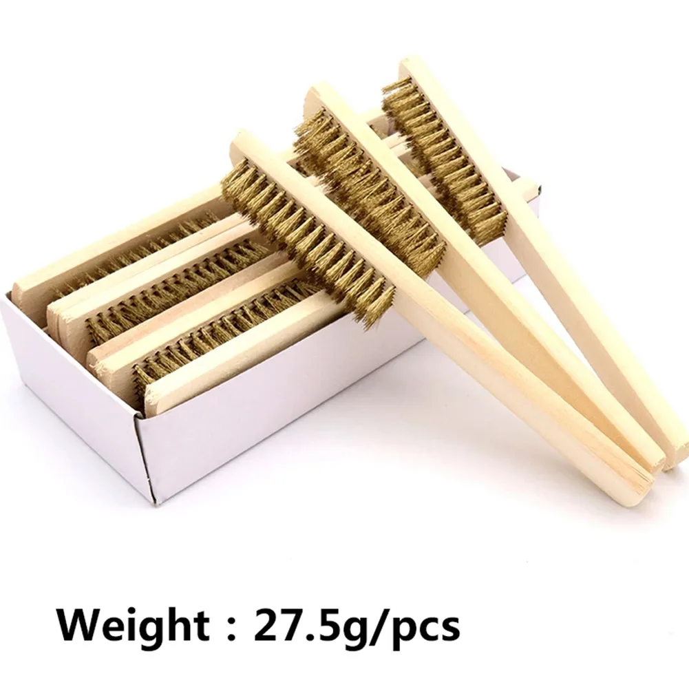 Brosse propre avec tige en bois, fil de cuivre plaqué, fil de cuivre pur, rouille durable, 1PC, 6x16 pouces, 8.07 pouces