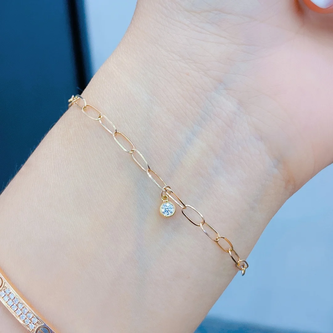 Pirmiana Ins Style Bracelets & Anklets I8K Gold 0.08ct Real Diamond Simple and Stylish Suitable for Daily Wearing