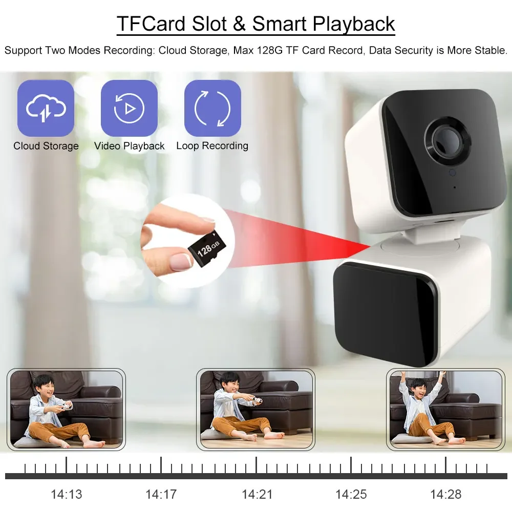 4K Tuya Mini Dual Lens Indoor Wifi PTZ Security Camera Auto Tracking 2 Way Audio Smart Life Home Wireless Baby Monitor Camera