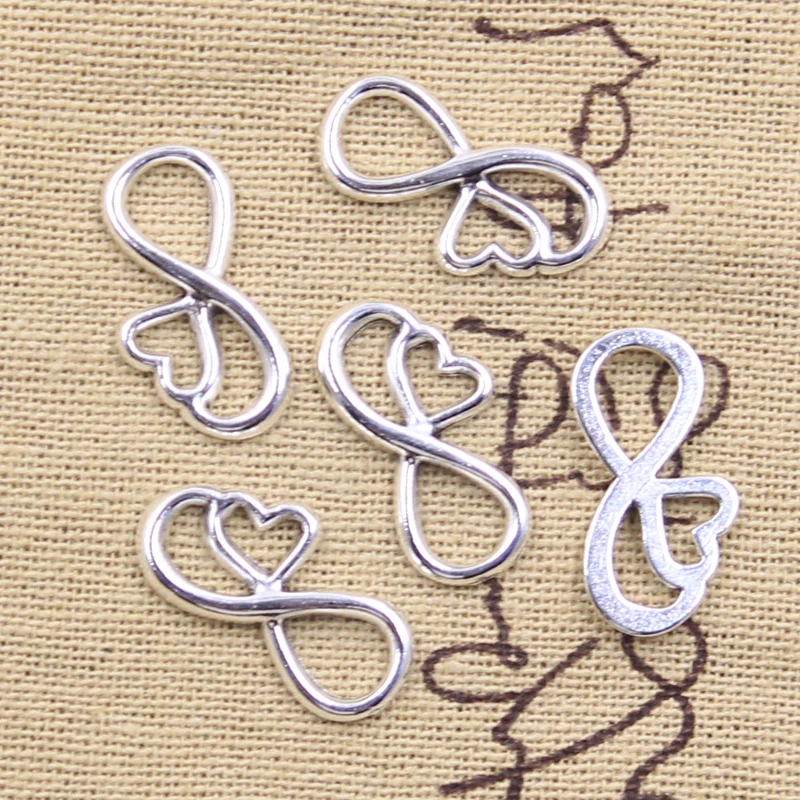 30pcs Charms Heart Infinity Link Connector 22x12mm Antique Silver Color Pendants DIY Making Findings Handmade Tibetan Jewelry