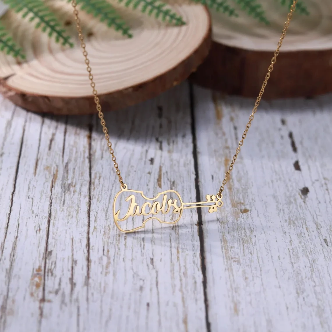 تخصيص اسم الغيتار قلادة قلادة سوار طقم مجوهرات للرجال النساء زوجين الفولاذ المقاوم للصدأ مجموعة شخصية عازف الجيتار هدية