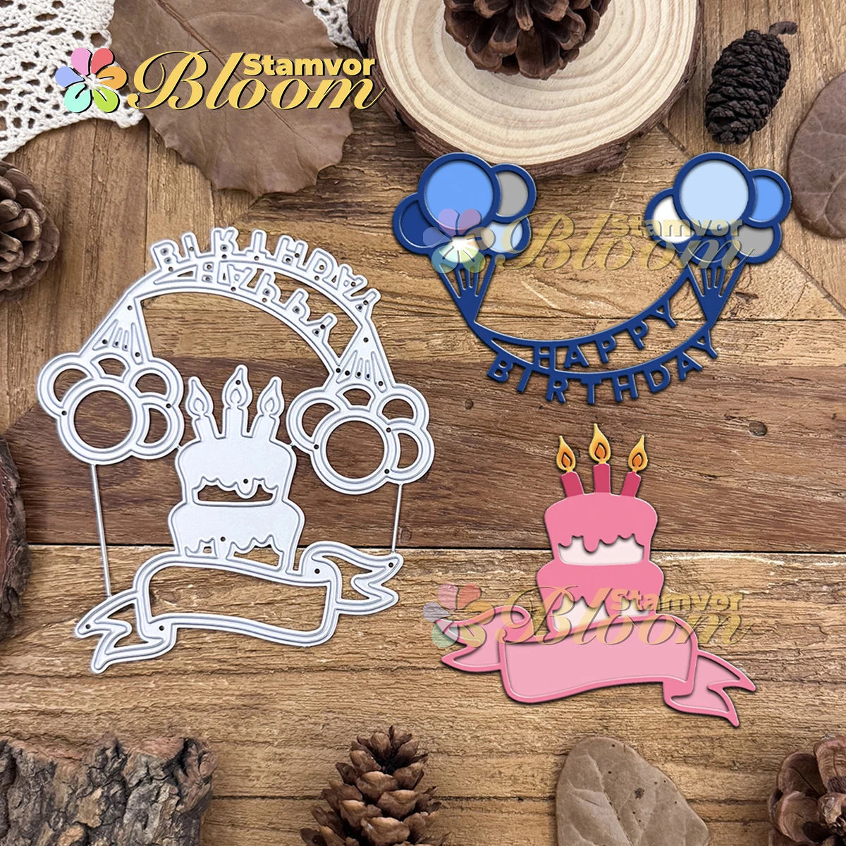 Original schöne Geburtstagsballons Kuchenbanner Metall Stanzformen Scrapbooking dekorative Prägung