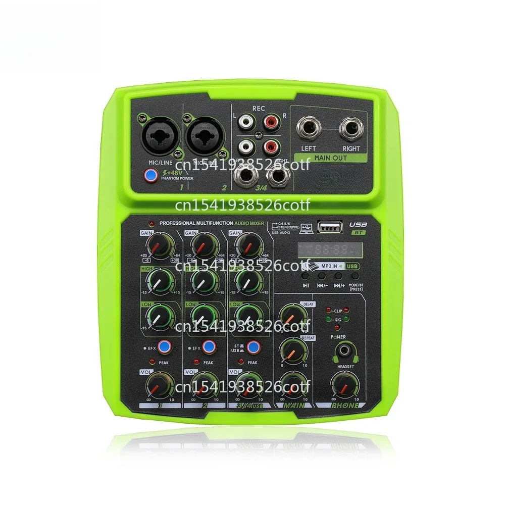 4-way Mixer Outdoor Conference Audio USB Bluetooth Reverb Audio Processor Karaoke Live Streaming with Sound Card