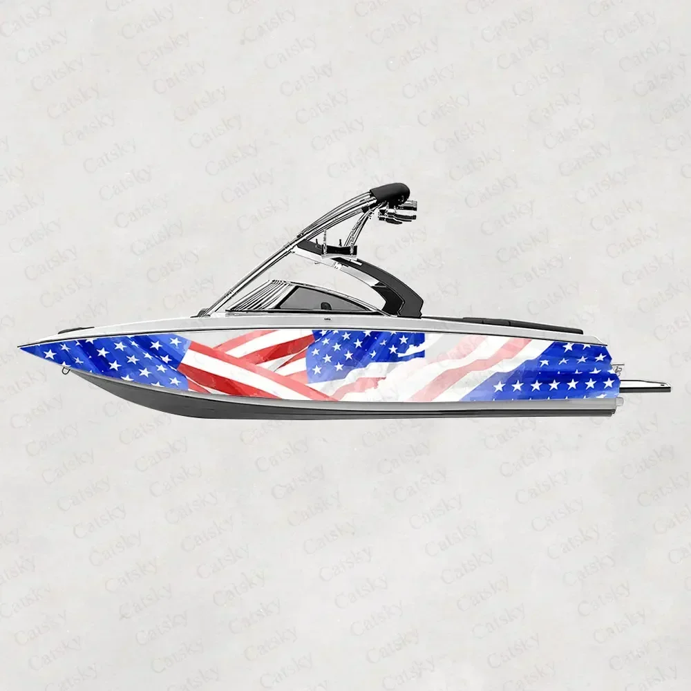 American Flag Graphic Decal Boat Sticker Vinyl Waterproof  Graphic Boat Decoration Wrap Decal Gift Boat Sticker Decal US Flag