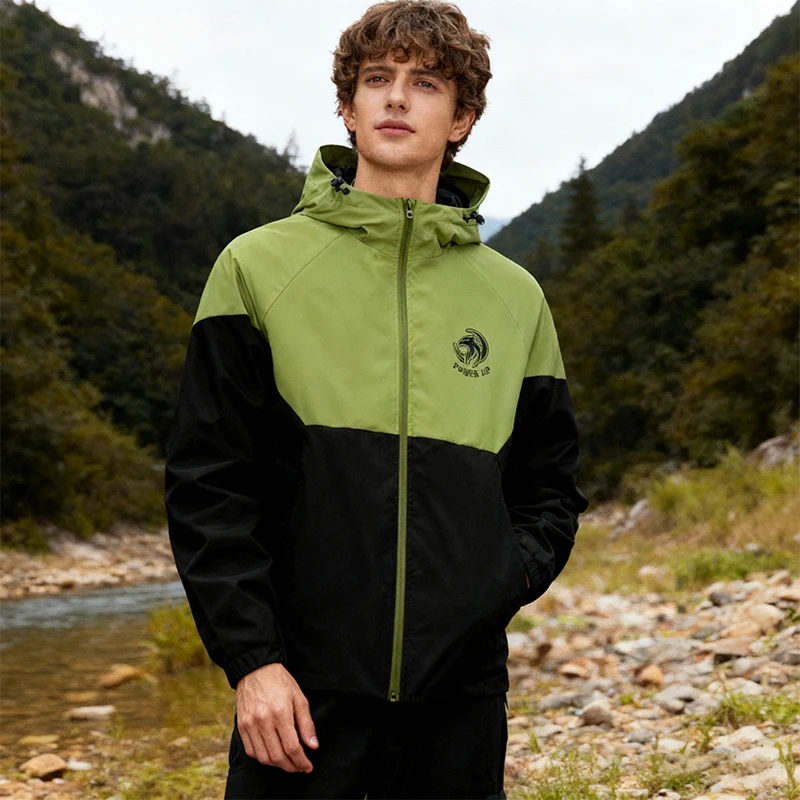 

Men's Casual Loose Sports Outdoor Hooded Jacket with Fashionable Color Contrast Stitching Long Sleeve Top All-match Lion Print