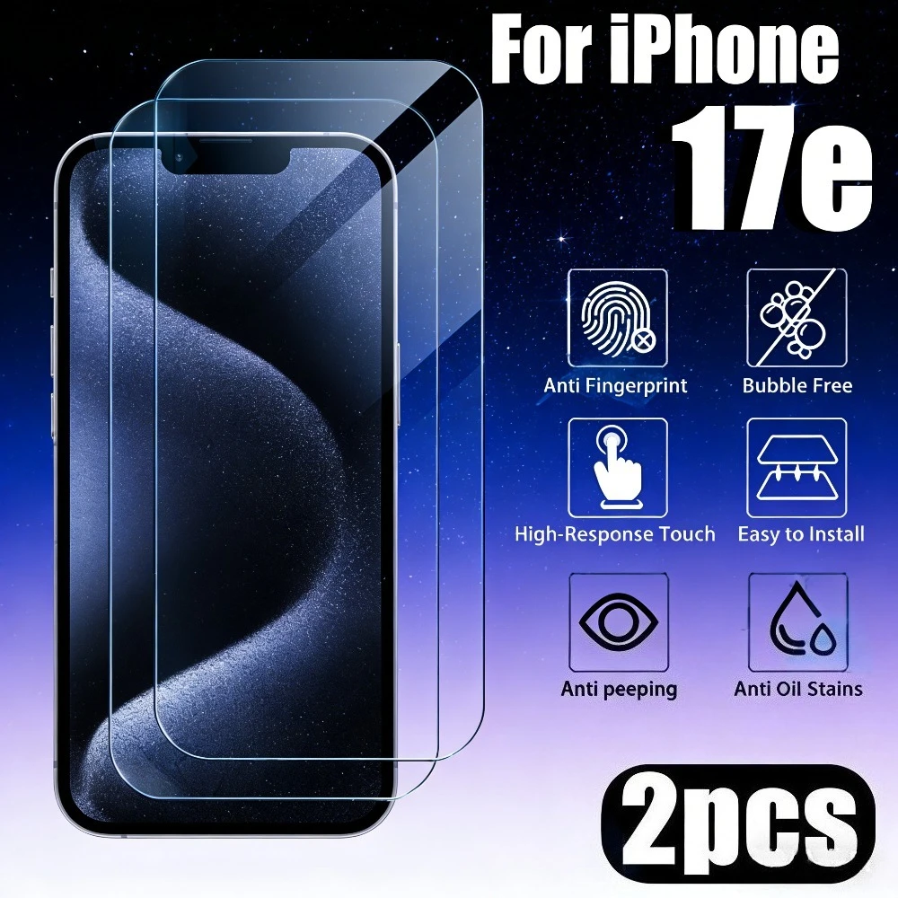 

2Pcs Ultra Clear Screen Protector for iPhone 17 16 15 14 Pro Max 17e 16e Tempered Glass for iPhone 13 12 11 Pro Air 15 14 Plus
