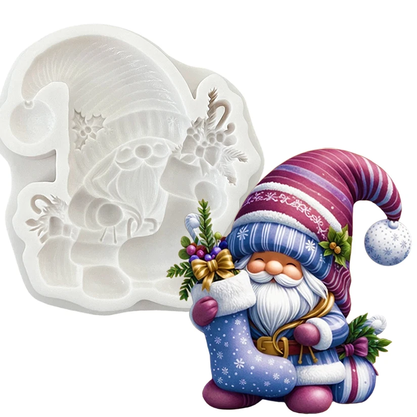 Weihnachtsmann-Weihnachtsstrumpf Silikon-Zuckergussform Cupcake-Backform Fondant-Kuchendekorationswerkzeuge