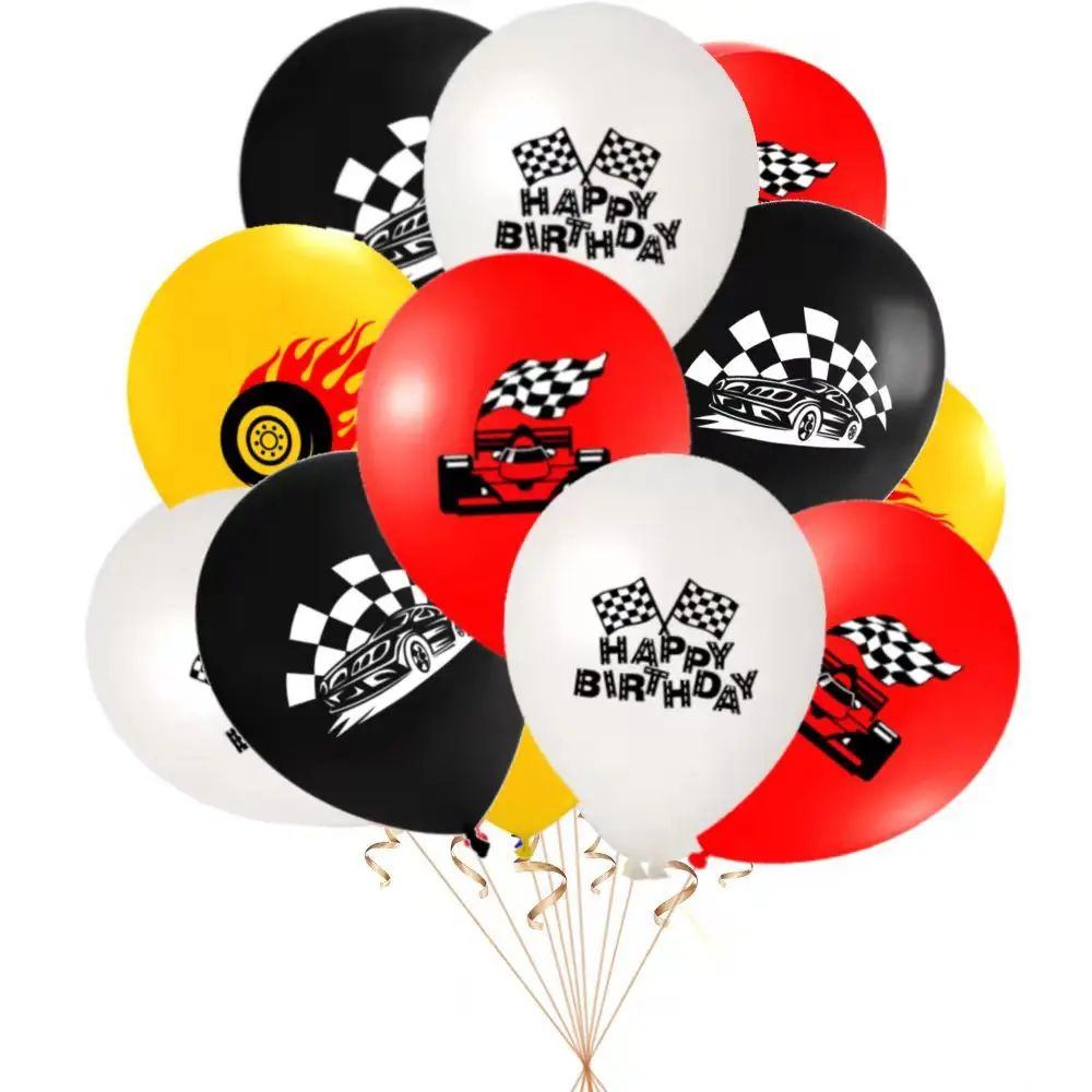 1 conjunto de fogo respiração corrida tema festa balão pista de corrida bolo inserir cartão puxar bandeiras menino festa aniversário decoração