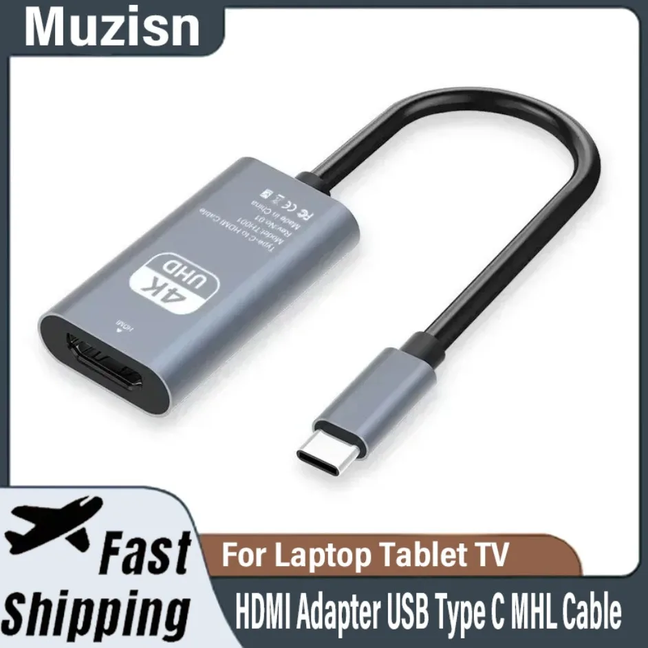 محول HDMI متوافق مع كابل USB من النوع C MHL مضفر 4K HD محول فيديو HDTV سلك لشاشة العرض والتلفزيون والكمبيوتر المحمول ماك بوك
