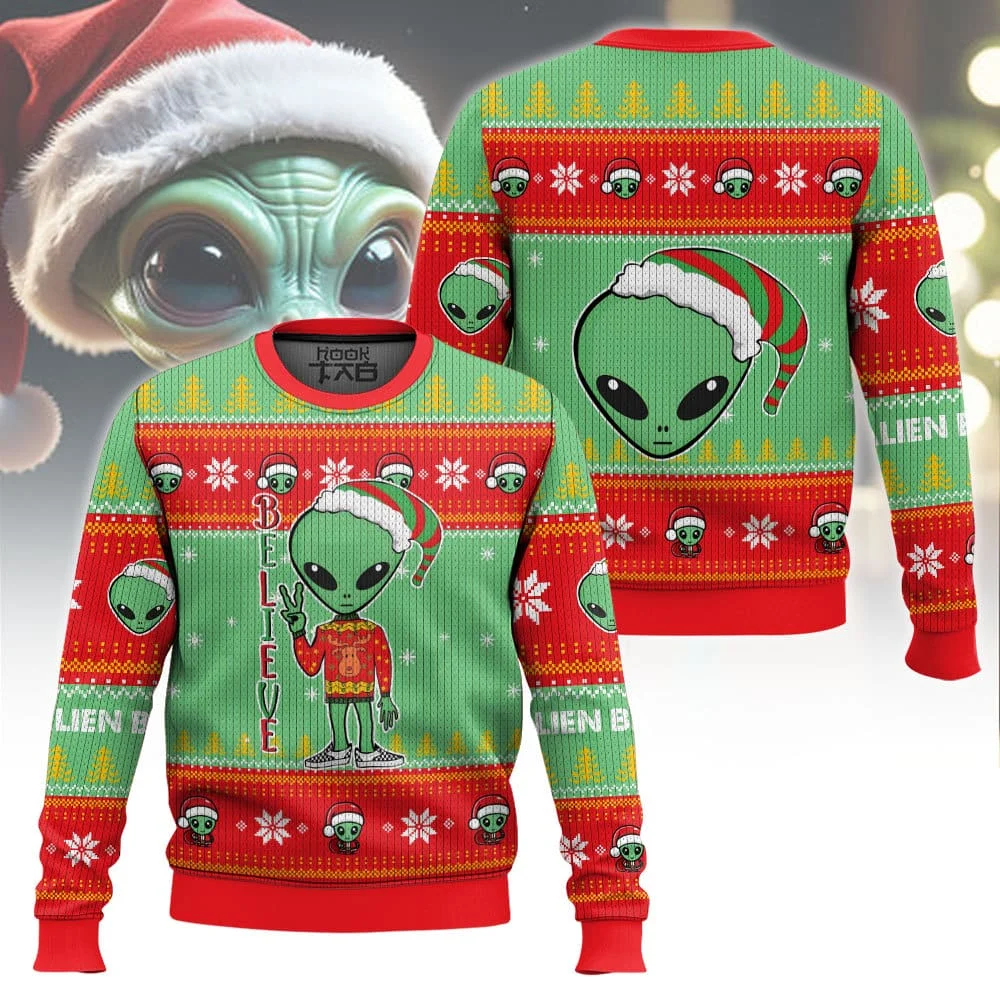 Feliz natal humano alienígena feio camisola de natal engraçado festa de férias pulôver plus size camisola para homens mulheres presente de natal 2026