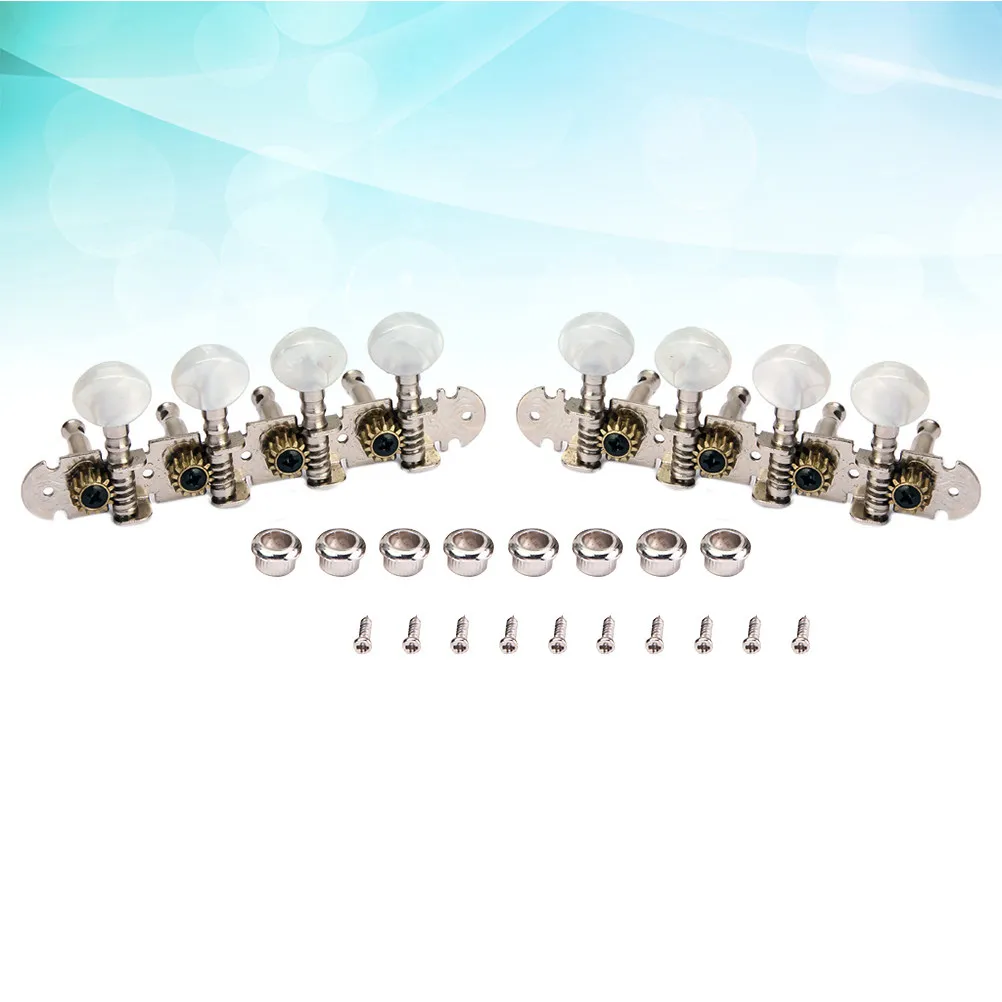 

2 шт. колки для настройки гитары/мандолины, 4 левые, 4 правые, с круглыми кнопками цвета слюды, стабильная замена для электрогитары