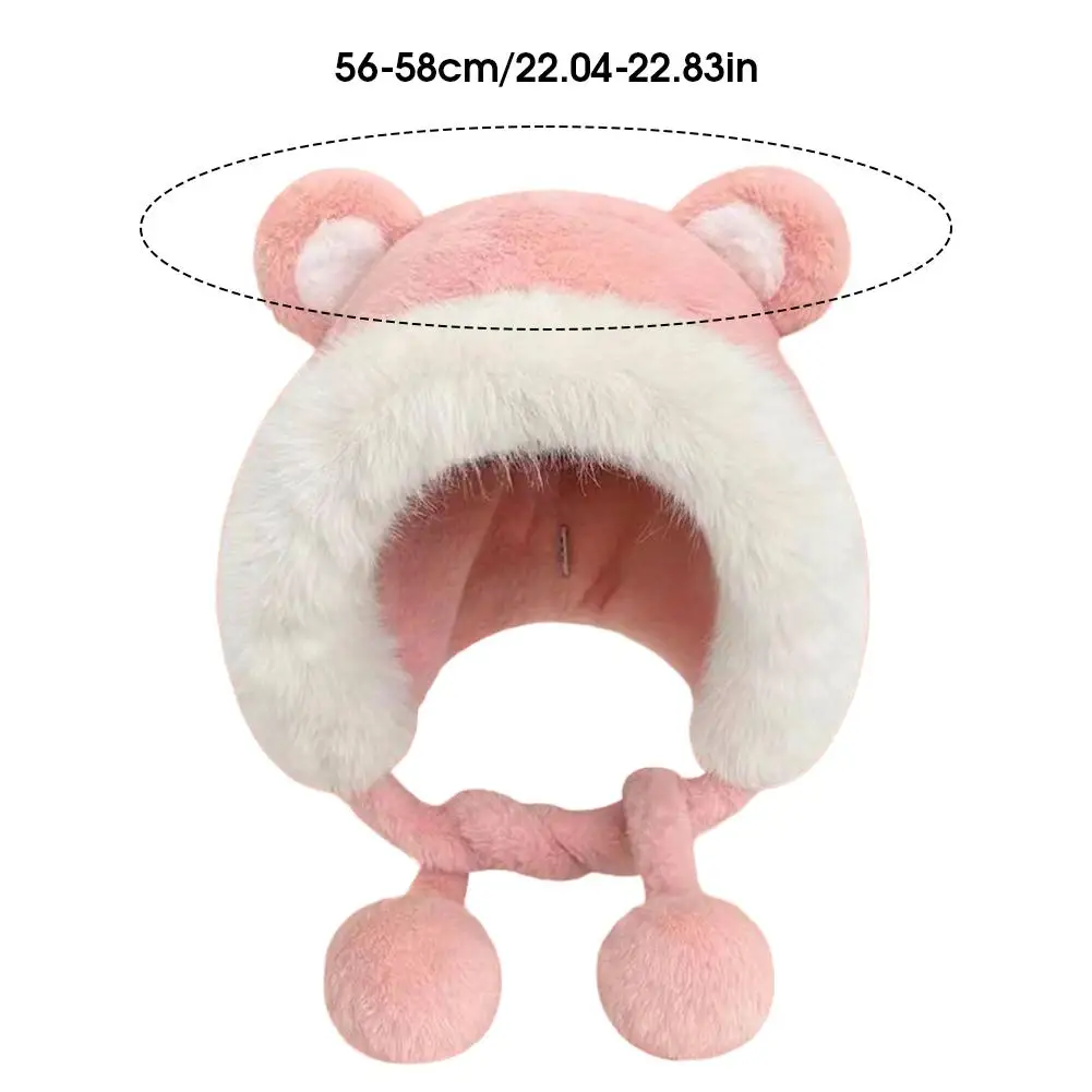 الكورية نمط سميكة الدب الأذن الدافئة أفخم ليو فنغ قبعة الخريف الشتاء الأطفال أزياء لطيف الدب حماية الأذن ضد البرد