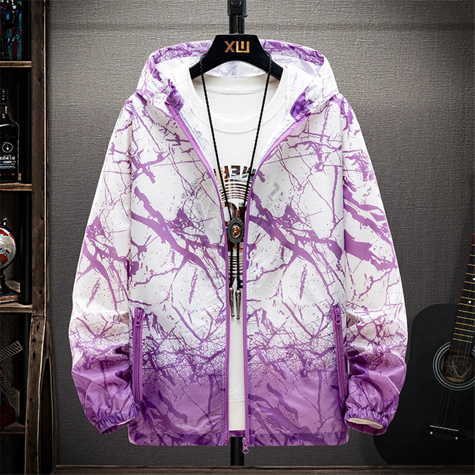 Sun-protective Jackets Plus Size 7XL Summer Thin Jacket Men Fashion Casual Fishing Jacket Thin Clothes Big Size 7XL