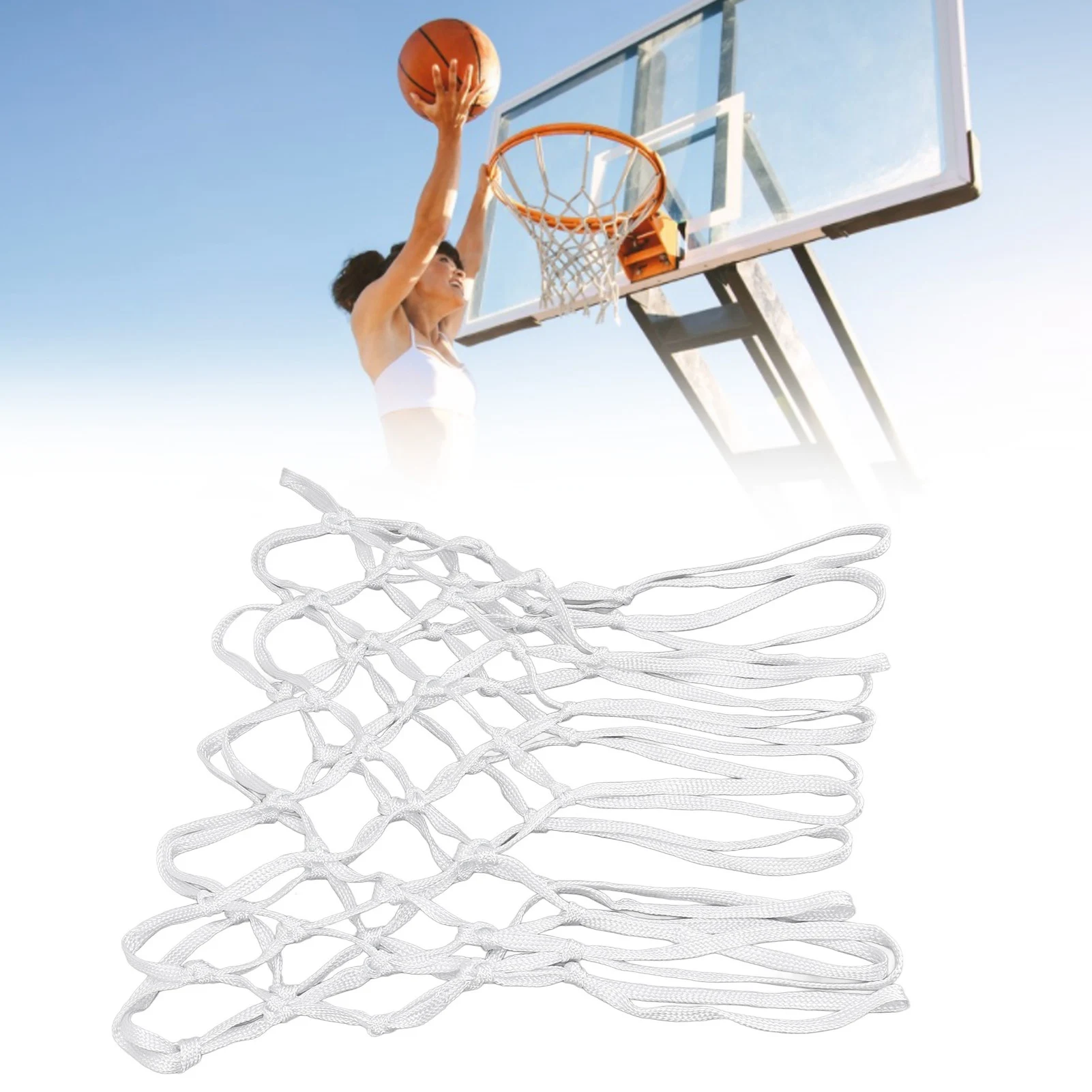 

2pcs Durable Basketball Nets Nylon White Universal Heavy Duty Basketball Net Replacement In All Weather For Indoor Outdoor