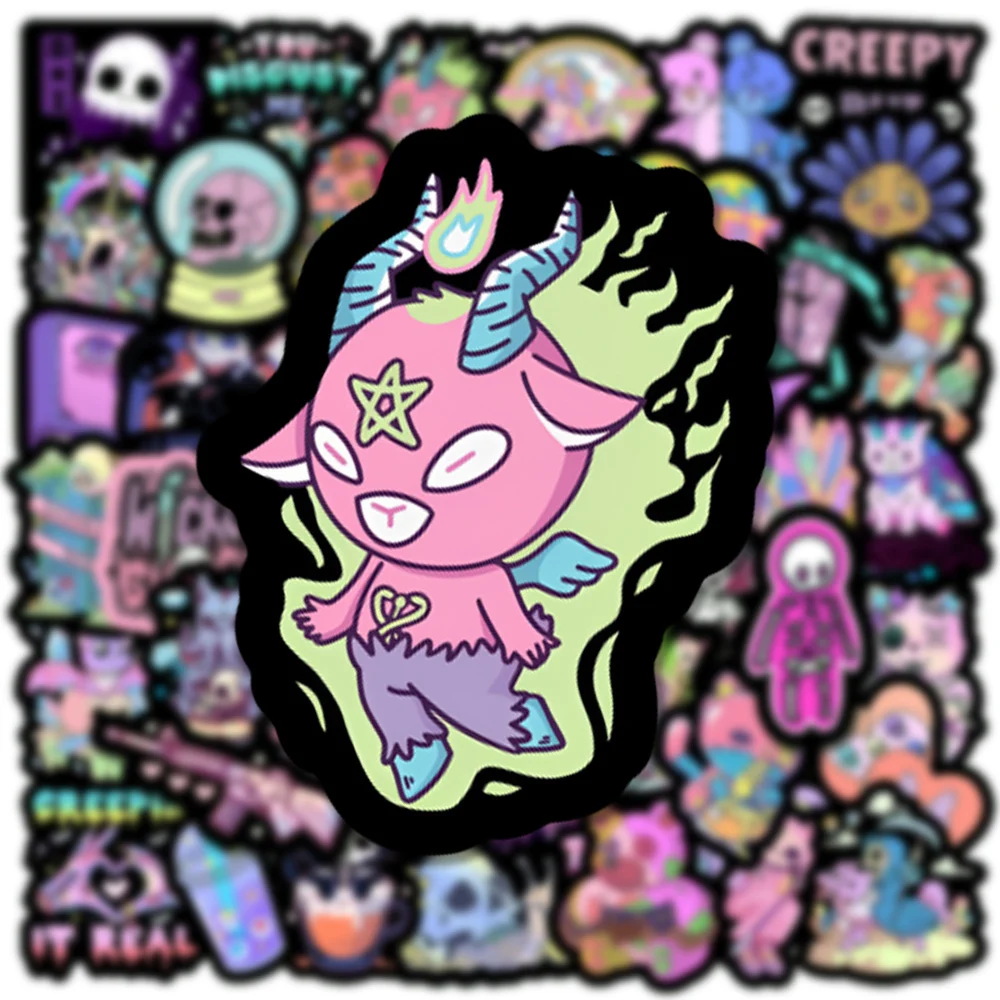 10/30/50pcs Cute Horror Purple Skull Cartoon Stickers Gothic Decal for Suitcase Laptop Skateboard Funny Graffiti Sticker Kid Toy