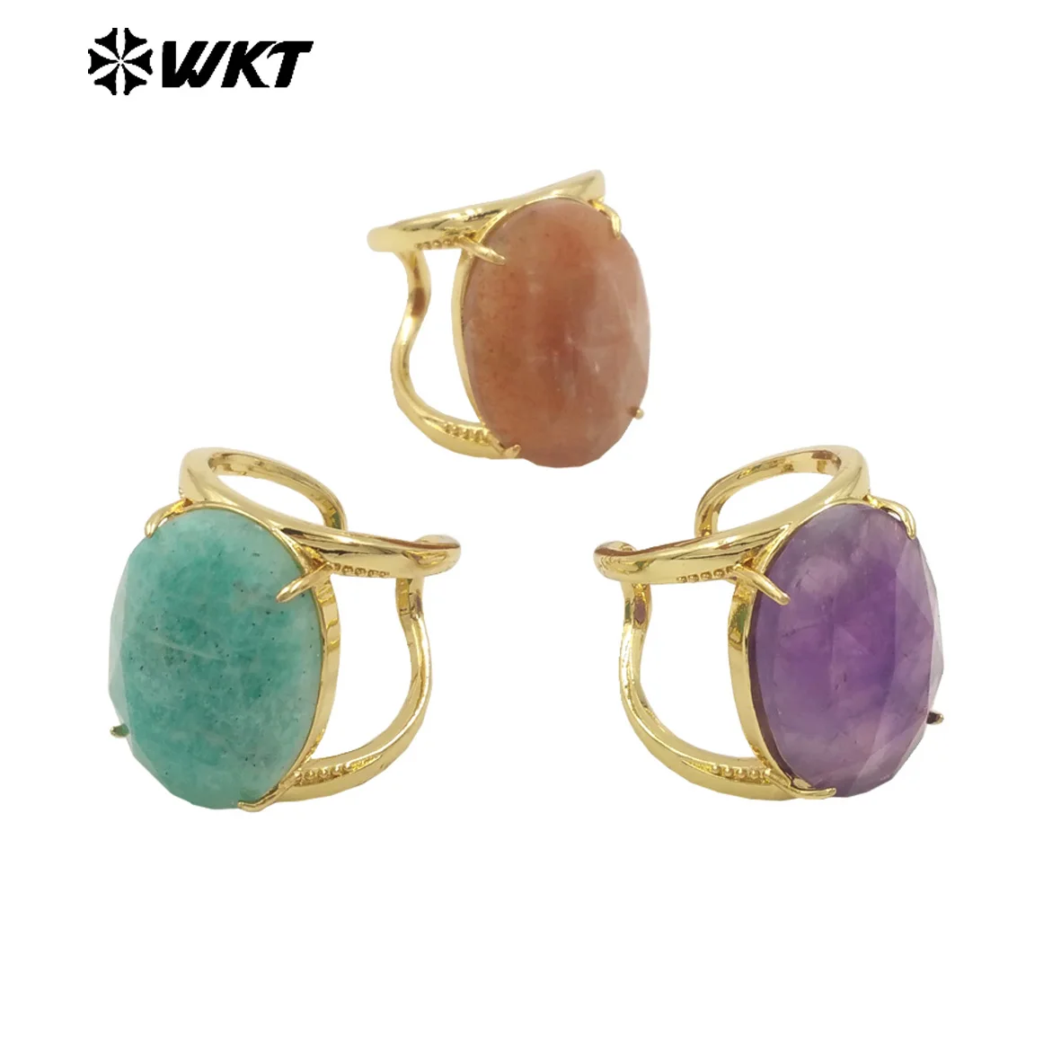 WT-R525   WKT 2024 Lovely Style Natural Gemstone Ring Adjustable Women Wedding Party Accessory Gift US 8 New  Sale