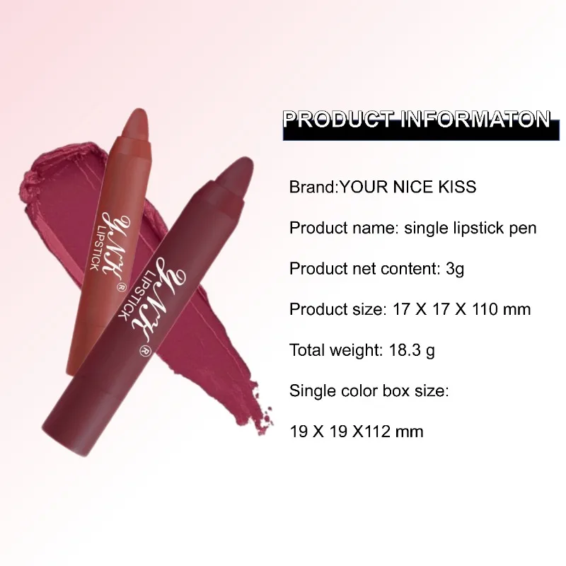 Nude Series Velvet Matte Lipstick Pen Waterproof Long-lasting Red Lipstick Pen Non-stick Cup Makeup Lip Gloss Pen Cosmetics