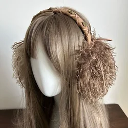 Punk Faux Hair Earmuffs Bow Tie Folded Winter Warm Thickened Anti-freeze Japanese Ear Protection Cycling Earbags Accessories