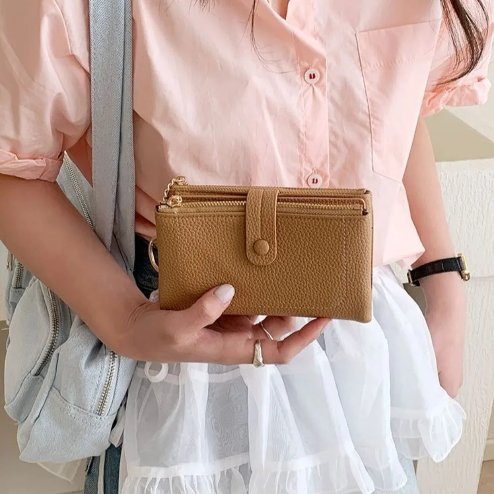 

New Folding Coin Purse Zipper Portable Mini Wallets PU Leather With Key Chain ID Card Holder Girl