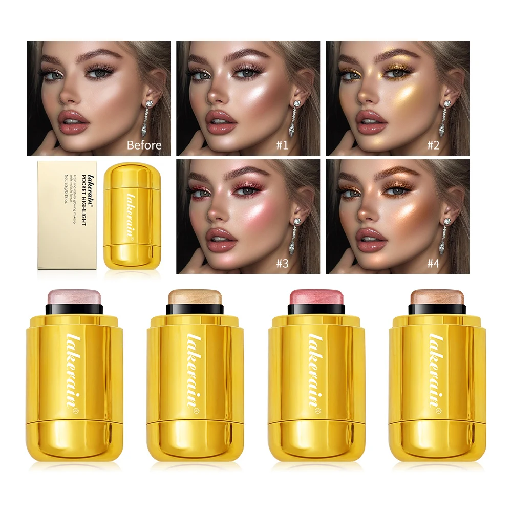 Multifunctional Rotating Pocket Highlighter Stick Brightening Makeup Cream Bronzer Stick Primer Concealer Eye Shadow Blush Stick