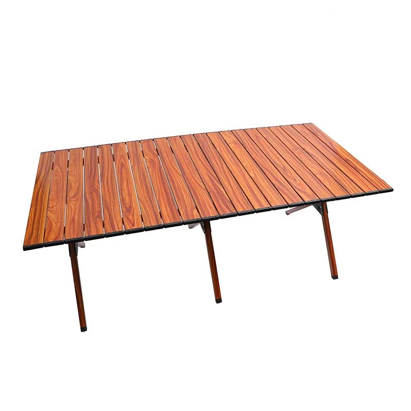 

Outdoor Portable Aluminum Alloy Wooden Desktop Folding Table for Camping Barbecue