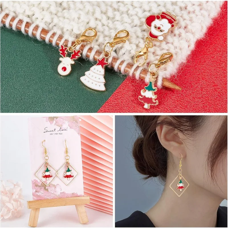 8 قطعة موضوع عيد الميلاد غرزة علامات 8 أنماط شجرة عيد الميلاد/عيد الميلاد الرنة سبيكة المينا الكروشيه غرزة ماركر السحر