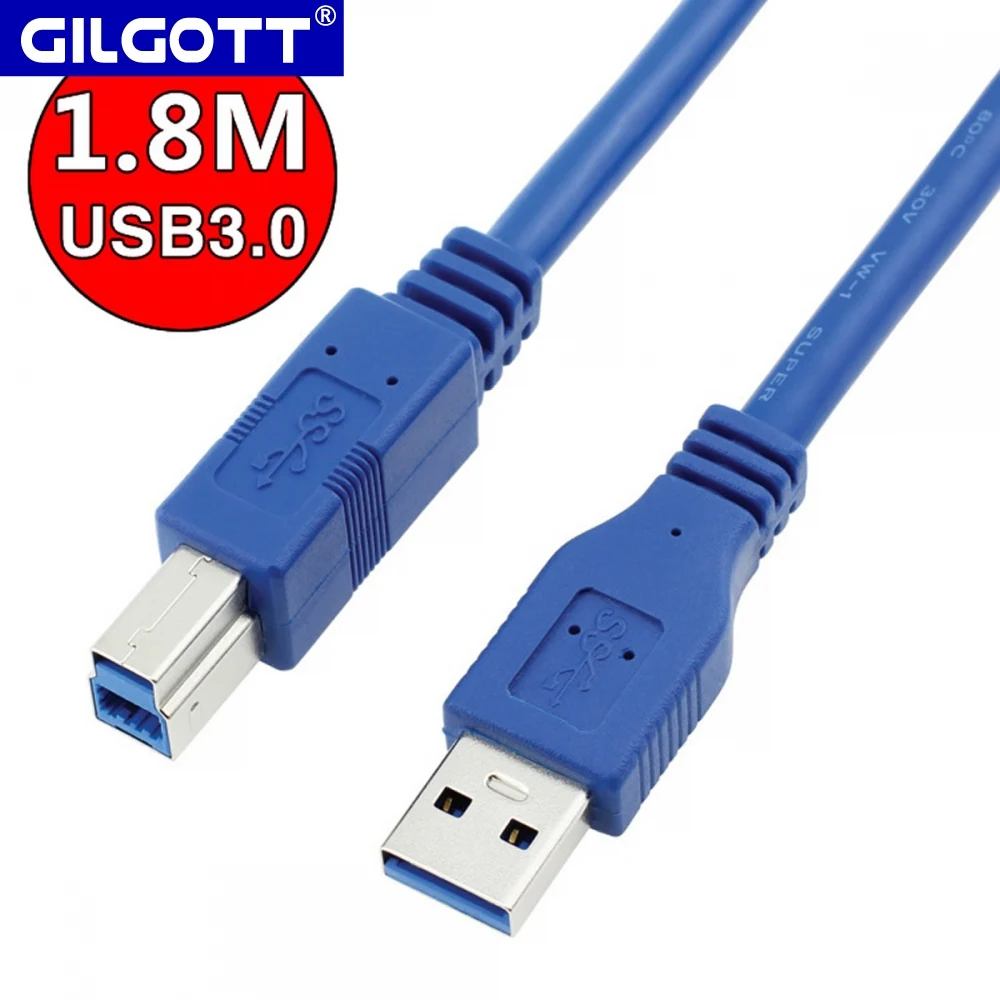 1.8m USB3.0 Printer Cable A Male B Male HDD-BOX Data Printer Line Wire A to B Male USB 3.0 Print Cable