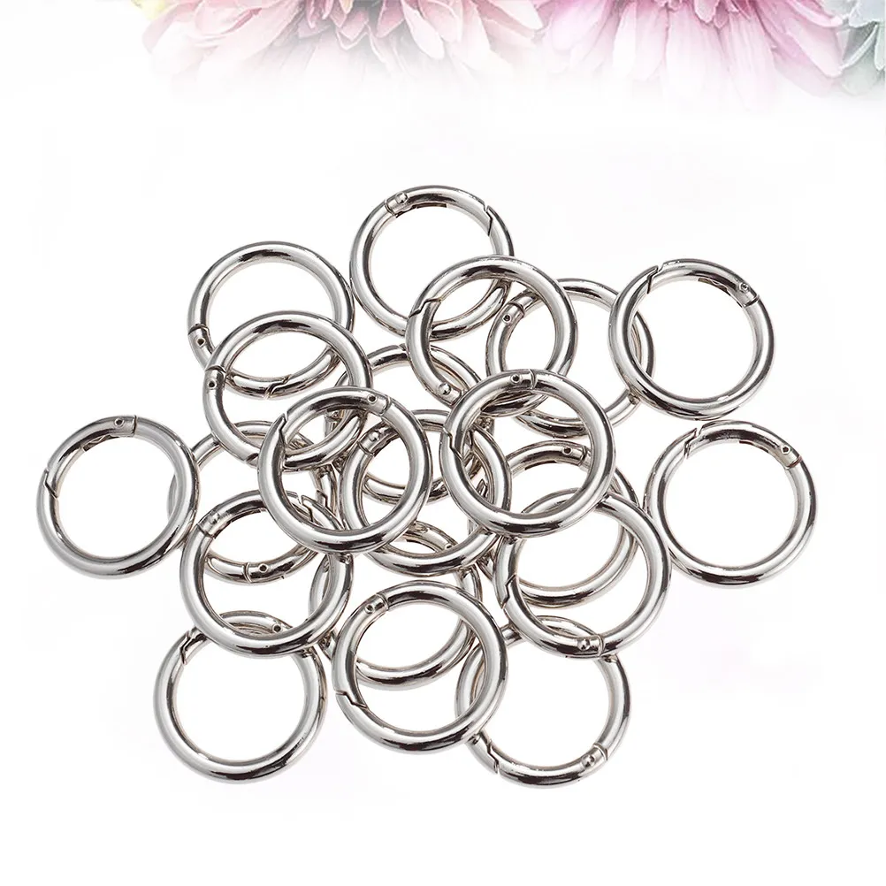 20Pcs Keyring Spring Clasp Zinc Alloy Open Jump Rings 4.0x25mm Rust Resistant Jewelry Making Findings Silver Open Jump Rings
