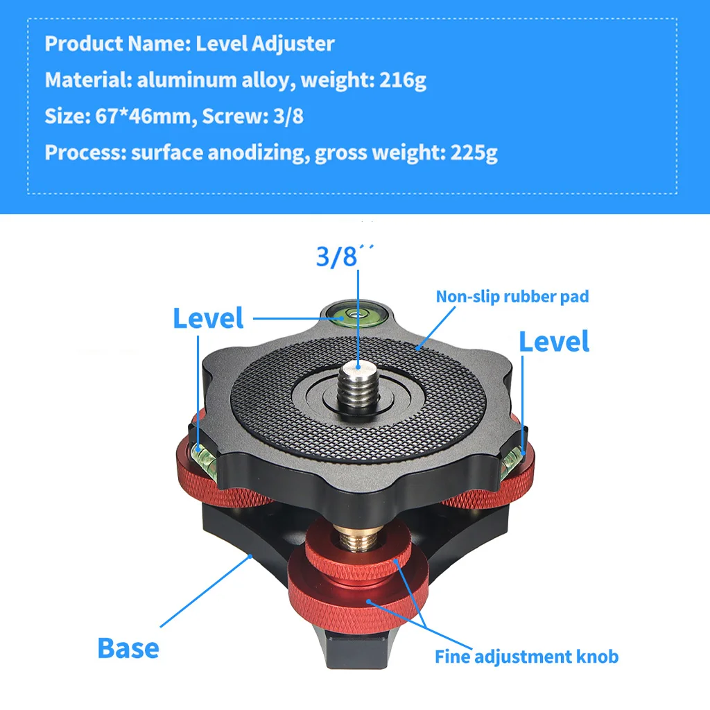 Metall Nivel lier basis LP-64 Kamera Stativ kopf Nivel lier basis Dreirad Präzisions richt maschine Wasserwaage 3/8 "Schrauben last 15kg – Detail 5