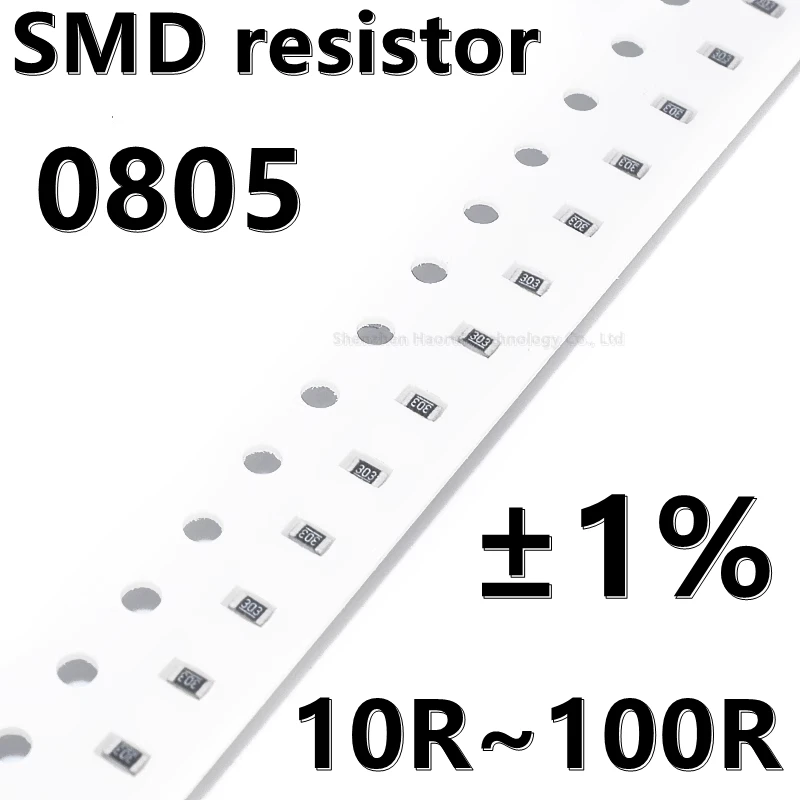 (100pcs) 0805 1% SMD resistor 10 12 13 15 16 18 22 24 27 30 R Ω ohm 33R 36R 39R 43R 47R 51R 56R 62R 68R 75R 82R 91R  100R