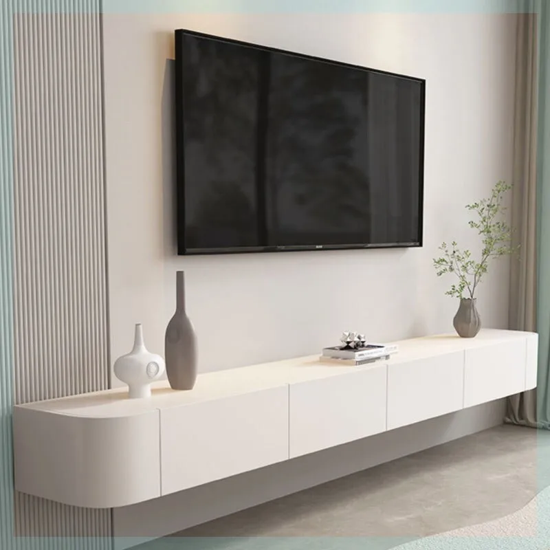 All-solid wood floating TV cabinet hanging with premium solid wood high-end floating wall-mounted internet-famous