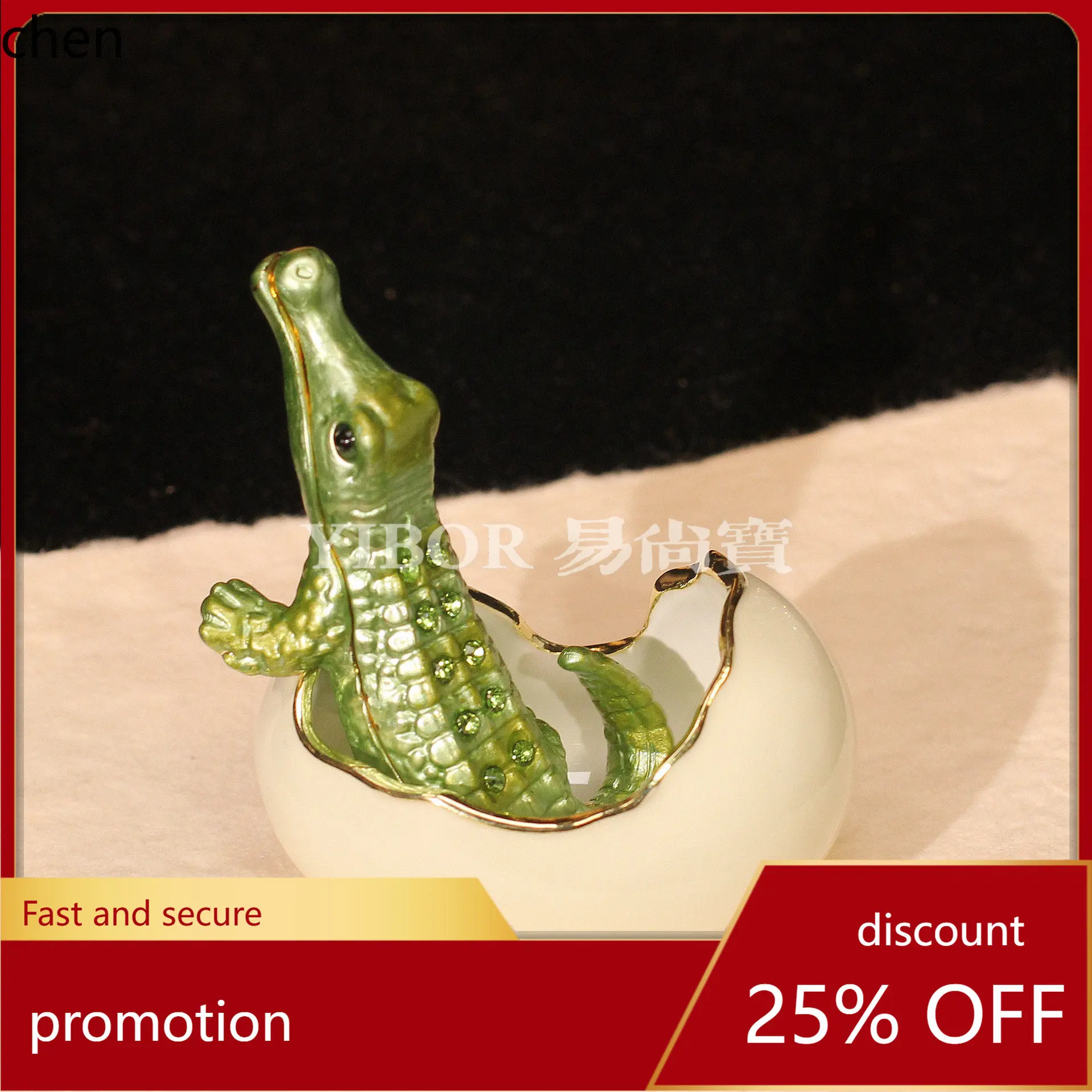 

H1 Cross-Border Foreign Trade Metal Enamel Jewelry Box Small Crocodile Egg Creative Home Decoration Handicrafts Wholesale