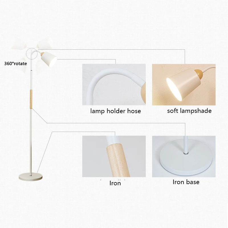 Imagem -04 - Nordic Lâmpadas de Assoalho Led Criativo Quarto Leitura Deco Sala Jantar Luz Interior Lâmpada Escurecimento Moderno Preto & Branco Ajustável