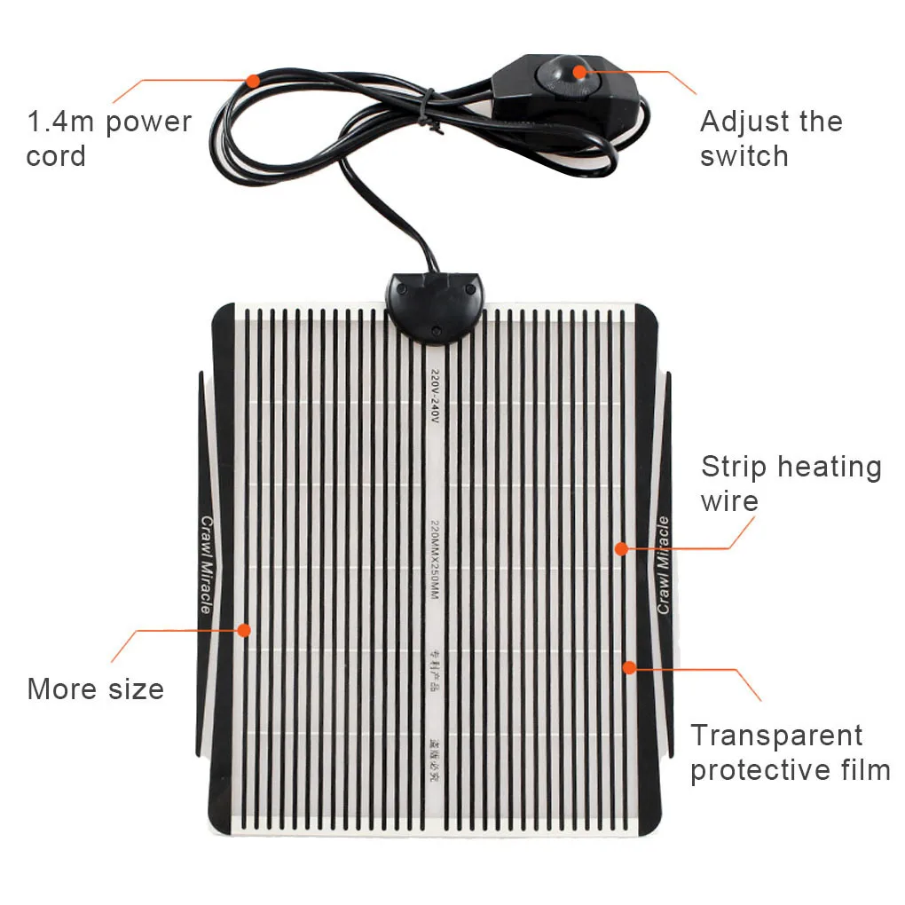 Reptile Heat Mat Adjustable Temperature Crawler Terrarium Safety Heating Pad Warmer Mat 15W AU Plug