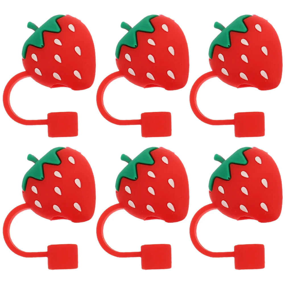6 Pcs Lazy Straw Dust Cap Silicone Cover Tips Washable Charms Cute Covers Silica Gel