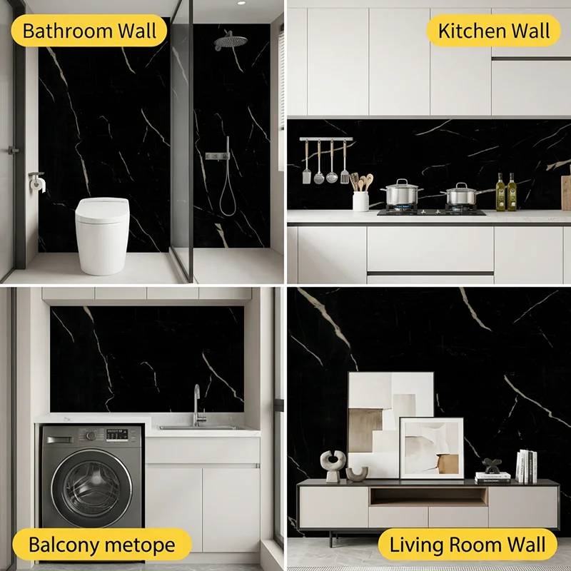 5 Styles Marble Peel and Stick Wall Tiles, 30×60cm Self Adhesive Waterproof Vinyl Wall Stickers