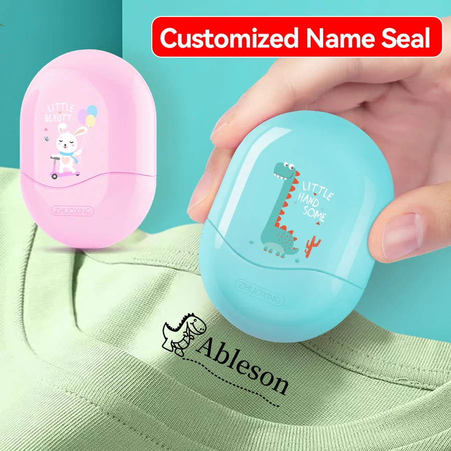 Customized children's name stamp,personalized waterproof stamp for school uniform ,boy's and girl's personalized ink pad stamps