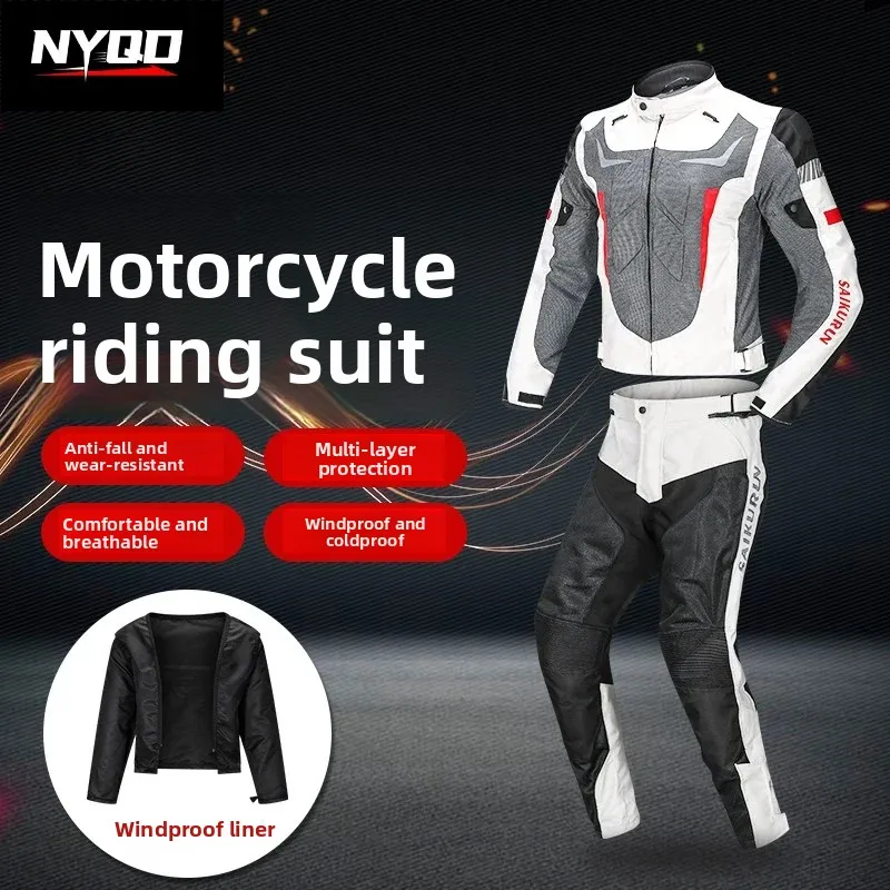 Motorcycle Riding Jacket Men Summer Breathable Suit Motorcyclist Clothing Neck Guard Detachable Outdoor Protective Equipment 5