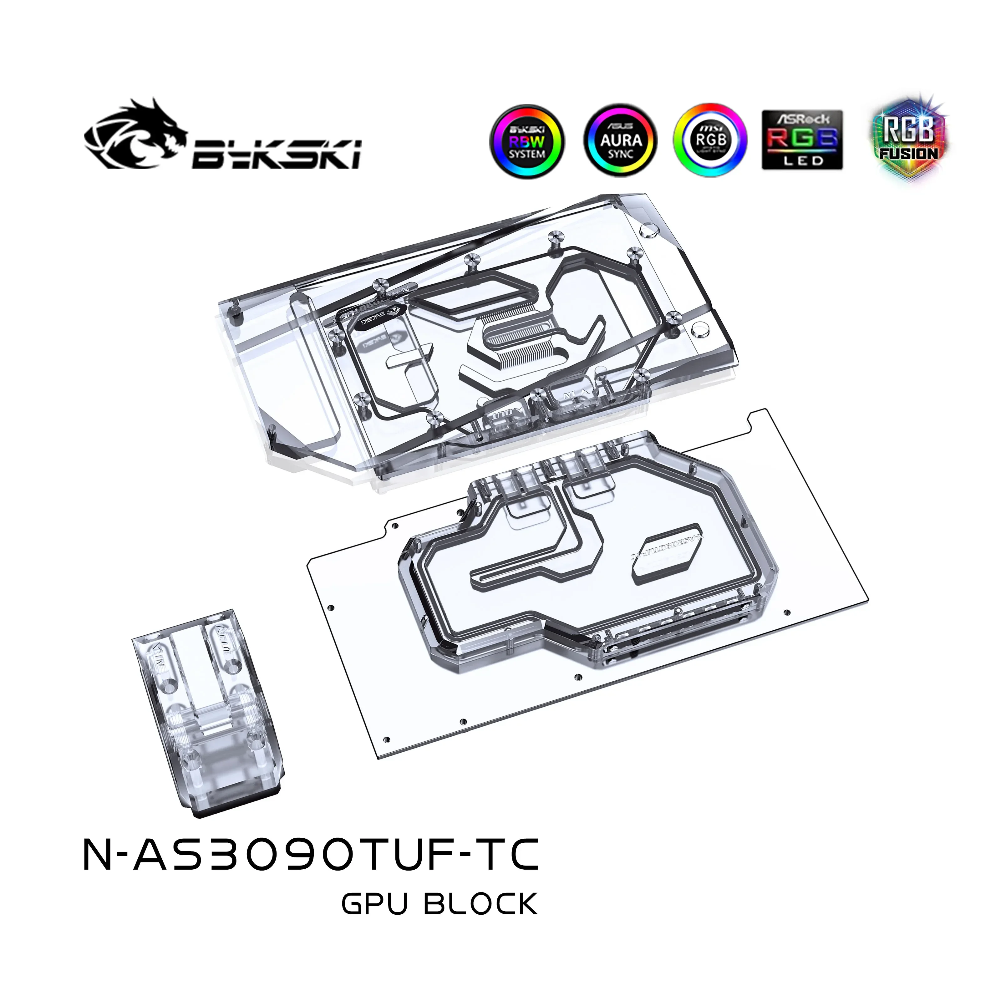 Imagem -04 - Bykski N-as3090tuf-tc Bloco de Água Refrigerando Ativo da Placa Traseira de Gpu para Asus Tuf Rtx 3090 3080 Jogos Refrigerador do Dissipador de Calor do Radiador de Vram