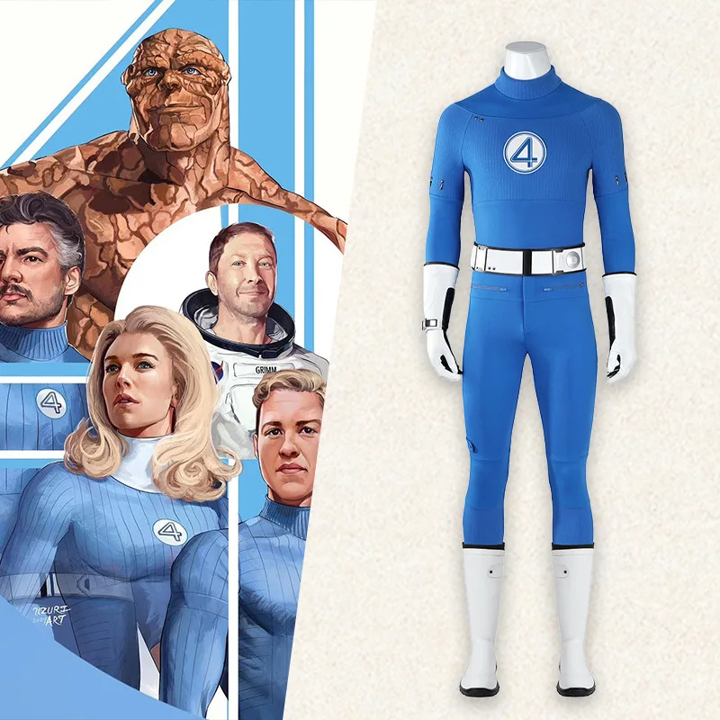 

Adult Men Movie Fantastic Four Cosplay Costume Superhero Zentai Party Bodysuit Jumpsuit Shoes Halloween Carnival Customized