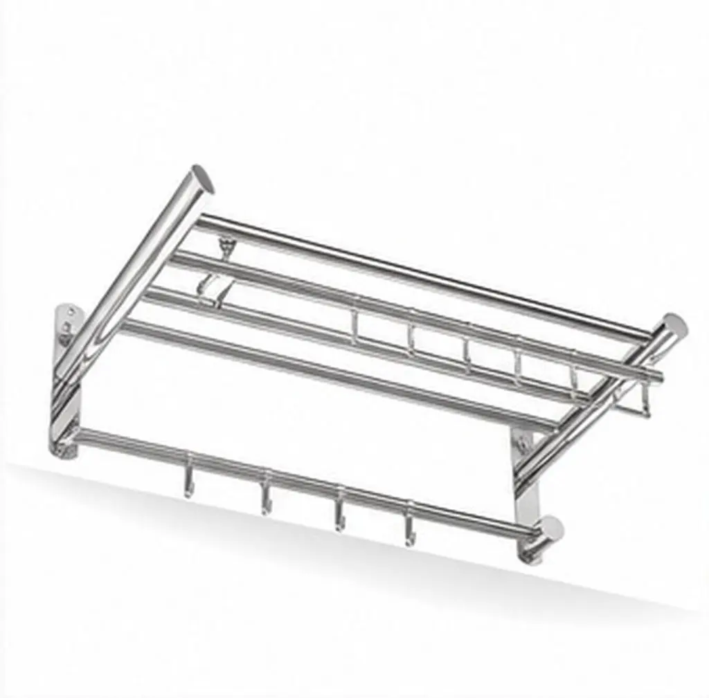 Stainless Steel Wall Mounted Shower Caddy Organizer with Hooks for Towels, Toothbrush, Shampoo & Bathroom Storage