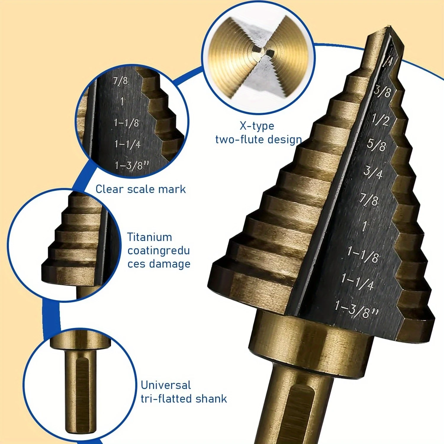 5/6Pcs Step Drill Bit Set 50 Sizes Hss Hole Stepped Steel Bits Cobalt Titanium Conical Carbide Drill Perforator Hole Cutter Tool